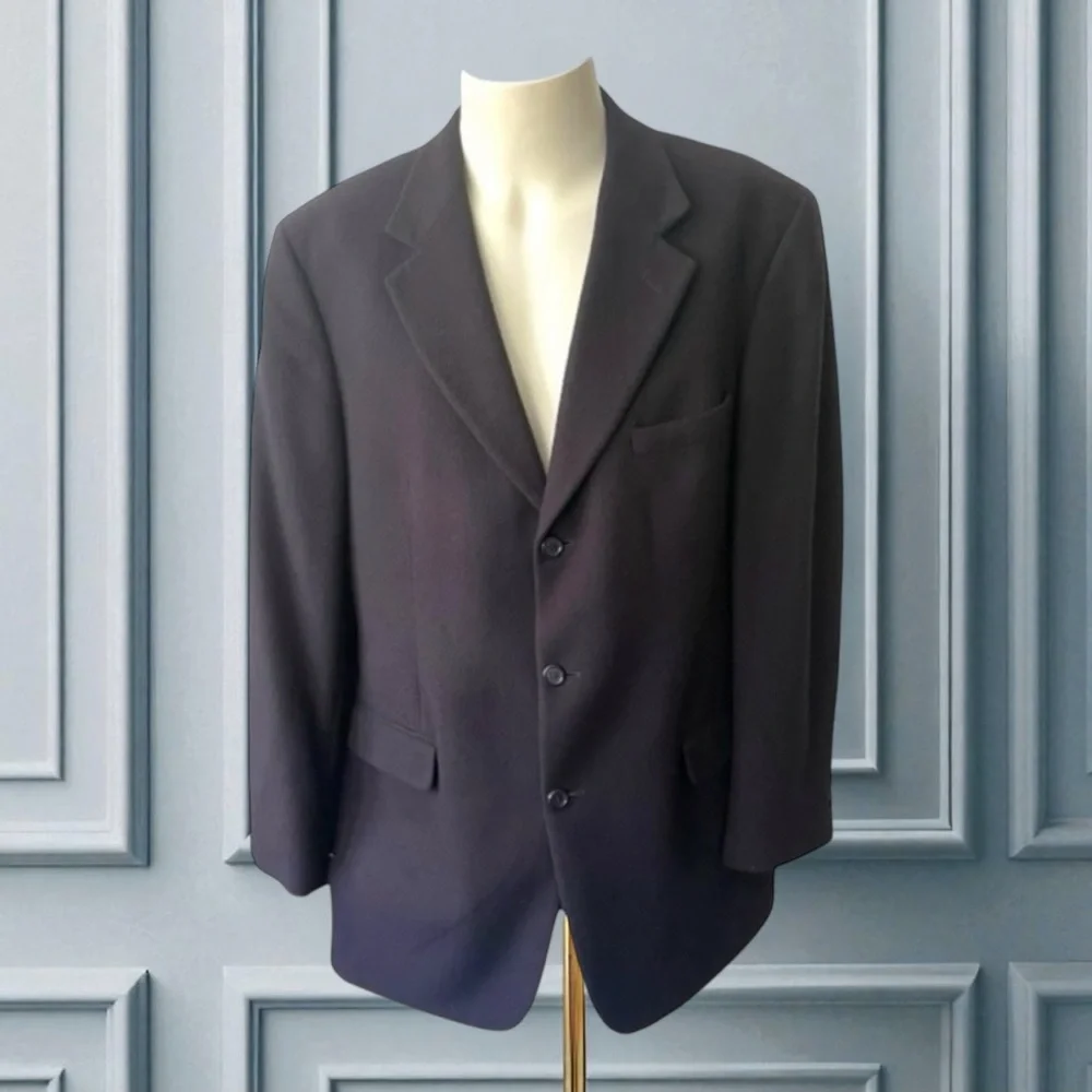 BROOKS 346 MENS 100% CASHMERE BLUE SPORT COAT JACKET SIZE 43 LONG